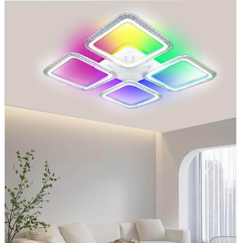 外贸创意个性方形亚克力卧室灯氛围RGB七彩高级感主灯超亮客厅灯