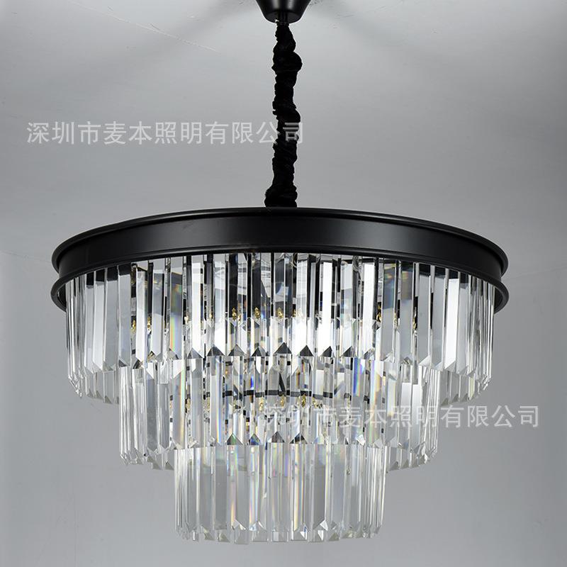 餐吊灯黑色工业风K9长条水晶客厅灯60cm卧室灯蜡烛极简LED灯