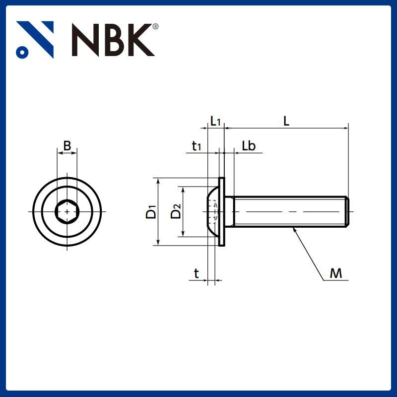 NBK SFBS 带法兰圆头螺栓省空间SUSXM7相当于SUS304 机械厂家直供