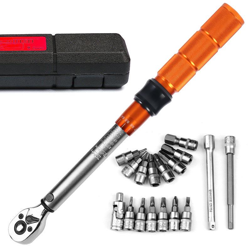 扭矩扳手19件套1-25NM扭力棘轮扳手自行车火花塞高精度汽修工具