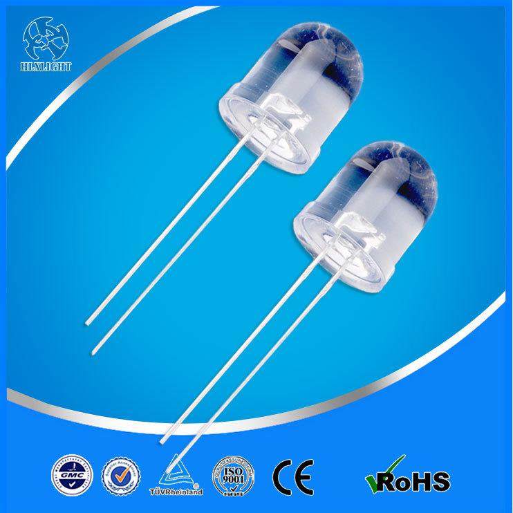 f10圆头直插0.5灯珠超高亮10mm led F10圆头白发蓝光LED灯珠 直插