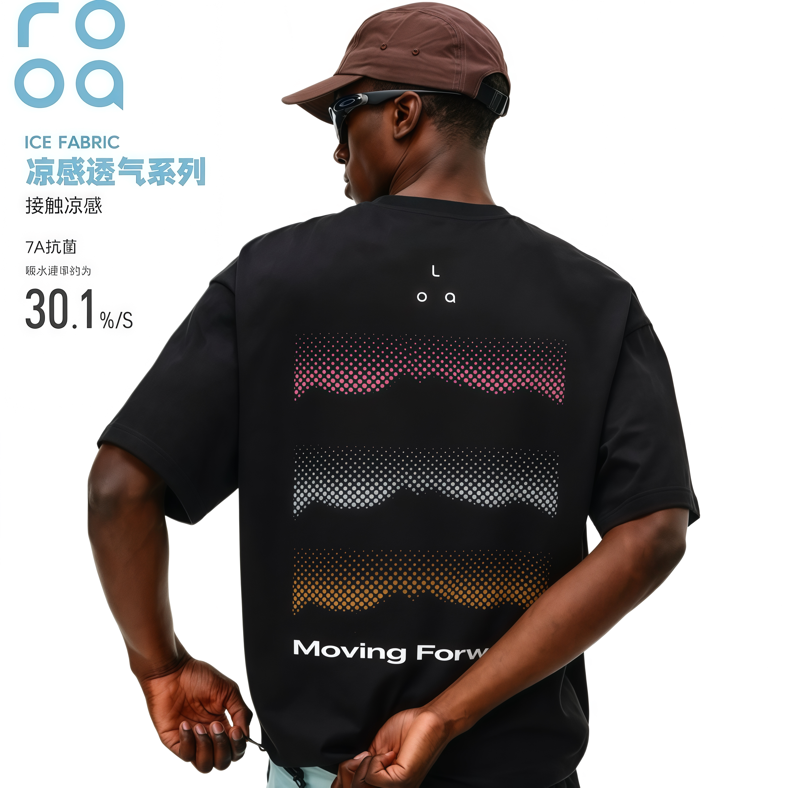 凉感7A抗菌运动短袖T恤男波点