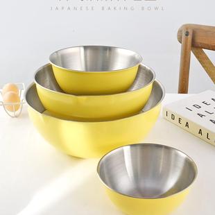 日式 高颜值打蛋盆新品 料理碗带刻度不锈钢沙拉碗家用厨房烘培和面
