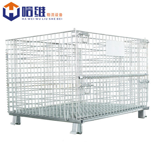 杭州仓储笼厂家快递用筐蝴蝶笼网格箱铁框仓库笼车带轮折叠可叠放