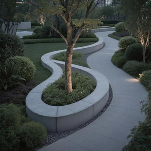 透光混凝土树池花池座凳UHPC坐凳清水混凝土坐凳户外水泥树池坐凳