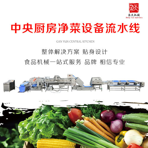 料理包中央厨房净菜处理全自动线果蔬清洗流水配送中心广州圣天