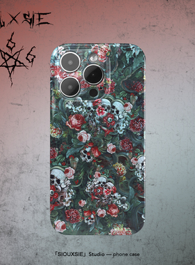 Siouxsie骷髅花朵暗夜哥特风适用于iPhone15proMax手机壳苹果14pro欧美12mini保护套xr女11菲林壳xs防摔个性