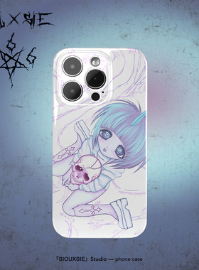 Siouxsie日系暗黑病娇少女适用苹果15pro手机壳iPhone14promax插画12/13亚文化11pro二次元xr个性xsmax亮面软