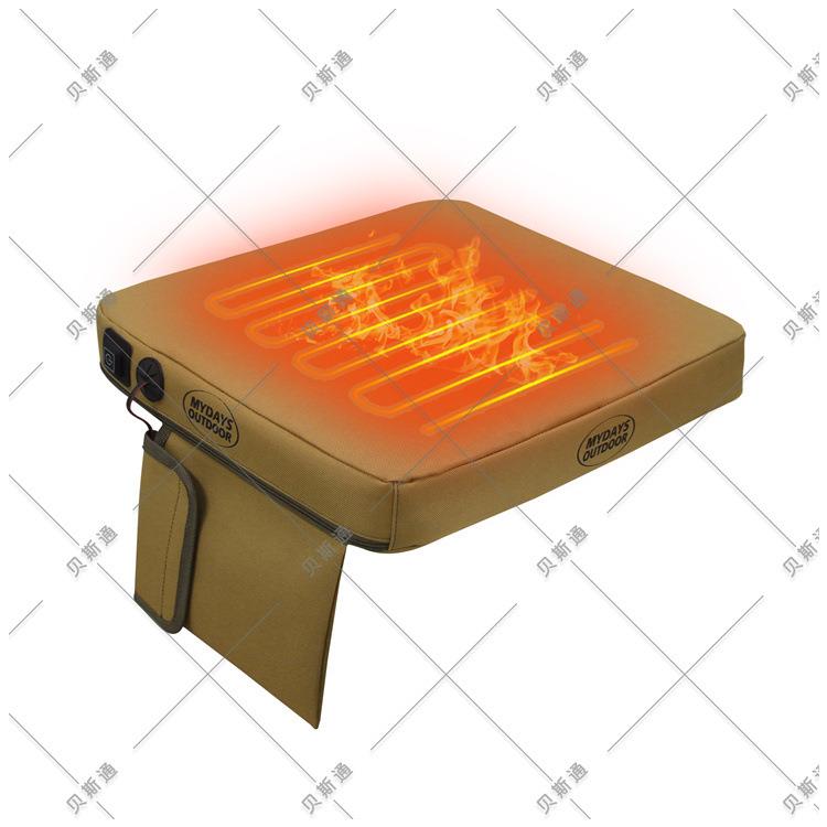 亚马逊新款秋冬户外露营野营垂钓打猎加热坐垫三挡可调节USB接口