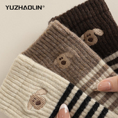 美拉德袜子女中筒袜2026秋冬季 纯棉无骨月子袜冬天长筒袜配勃肯鞋