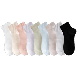 袜子女士短袜夏季薄款网眼凉感透气纯棉无骨短筒袜夏天运动中筒袜