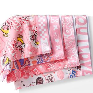 粉色男士内裤男生纯棉抗菌四角裤衩猛男粉运动透气平角短裤头潮流