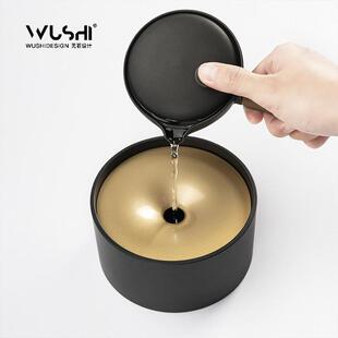 茶洗轻奢高端大号特大家用笔洗不锈钢茶具配件建水水盂水洗带盖子