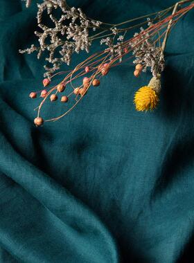 【青翅绿】旅行文艺亚麻布料石磨砂洗麻料袍子洋装裤子衬衫外套