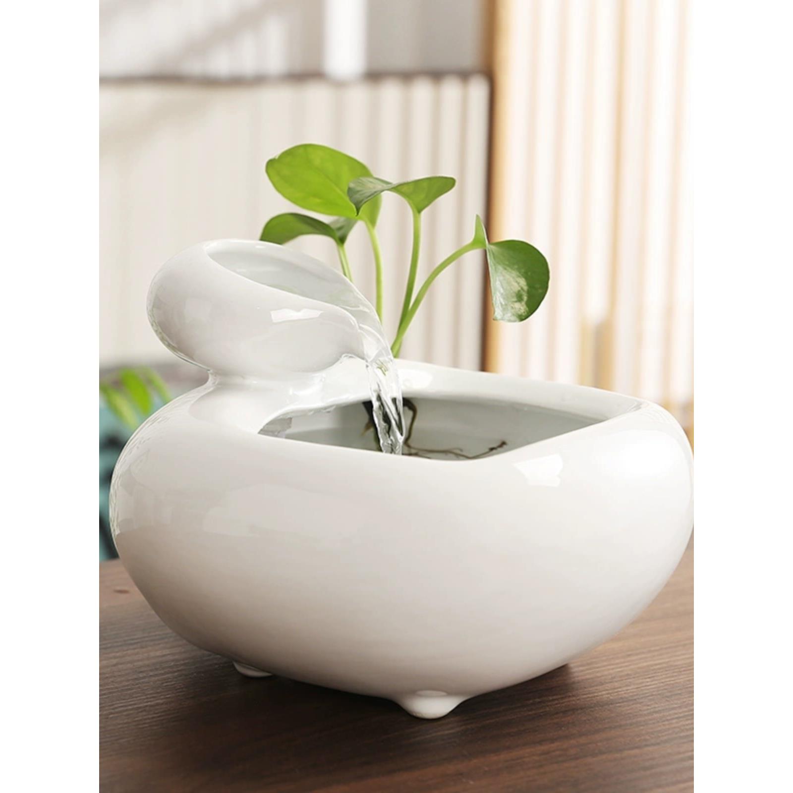 陶瓷小型流水摆件流水循环鱼缸自动循环猫咪饮水器桌面办公室摆件