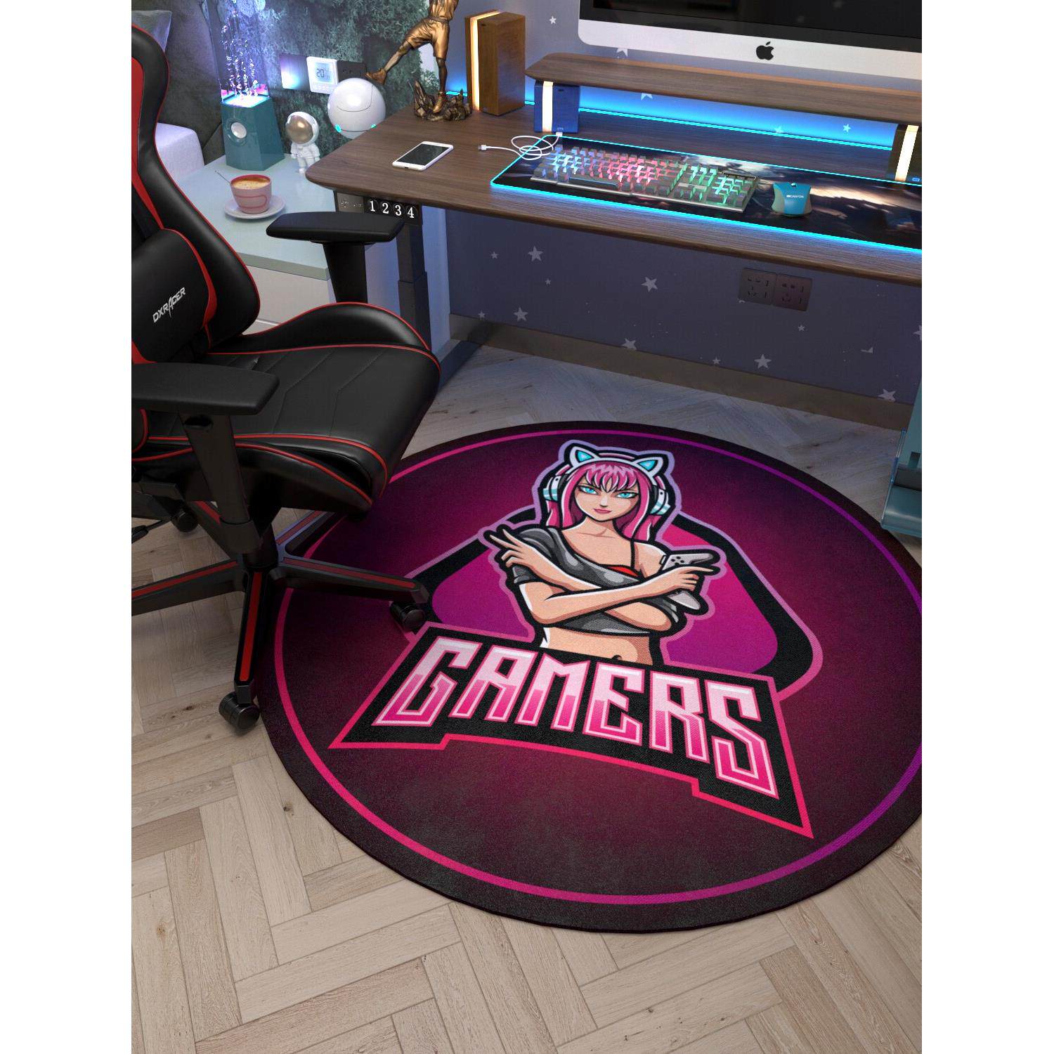 电竞椅地毯圆形男生书房个性电脑椅地垫可定制长方形防滑卡通卧室