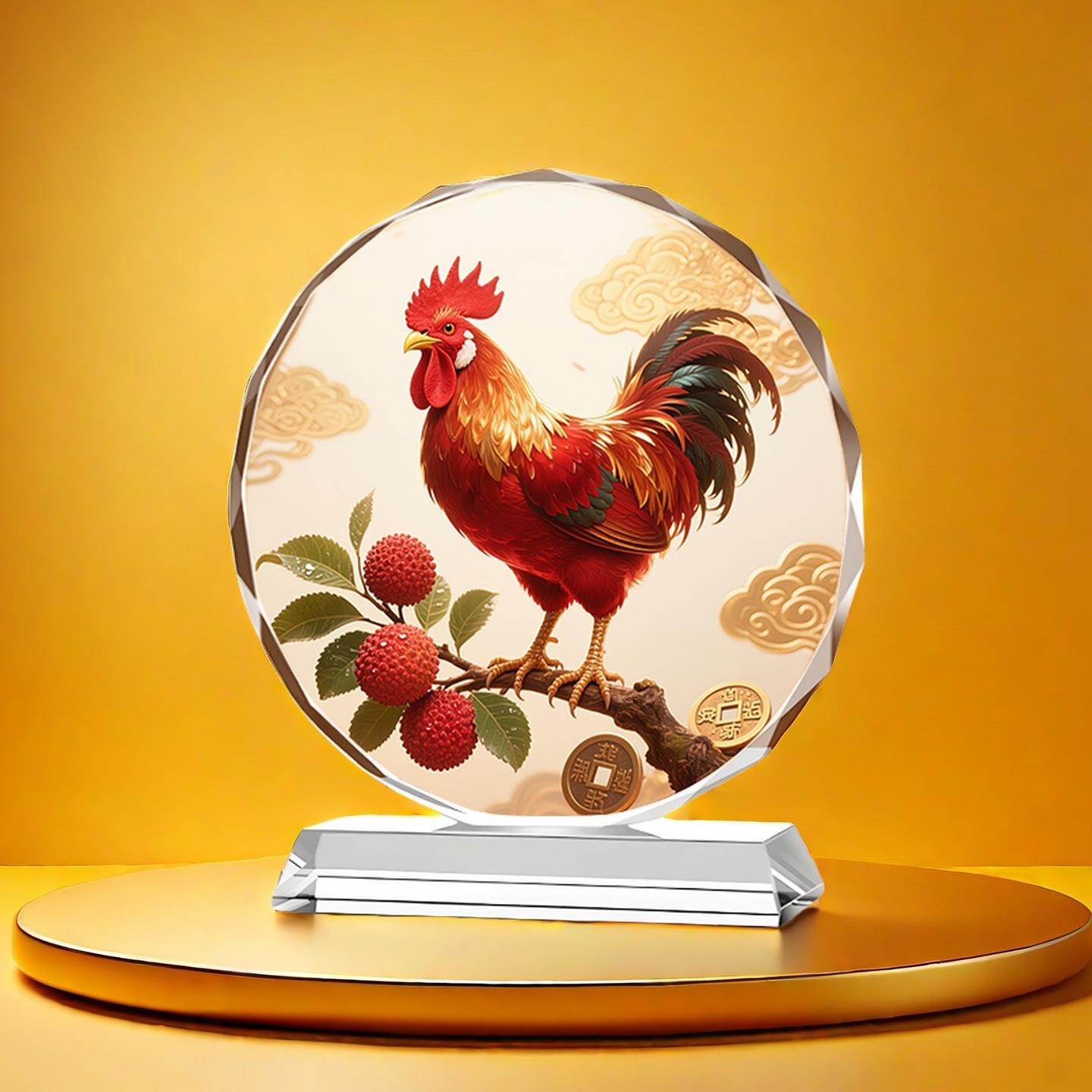 公鸡水晶摆饰吉祥物大吉大利客厅装饰玄关入户镇宅招财鸡乔迁摆台