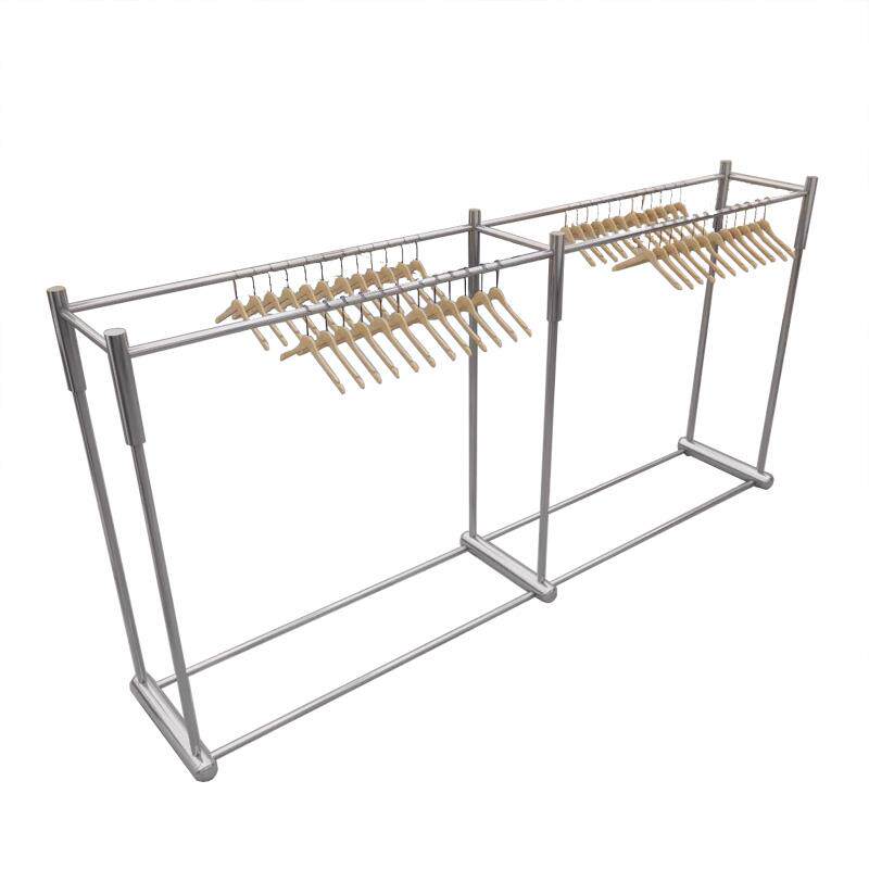 服装店中岛展示架不锈钢落地陈列架简约女装店铺双排侧挂挂衣货架