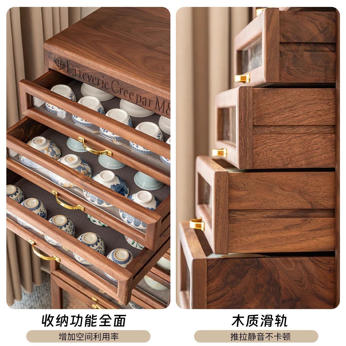 北美黑胡桃木新中式实木琅琊柜客厅家用展示柜储物柜收纳柜置物柜