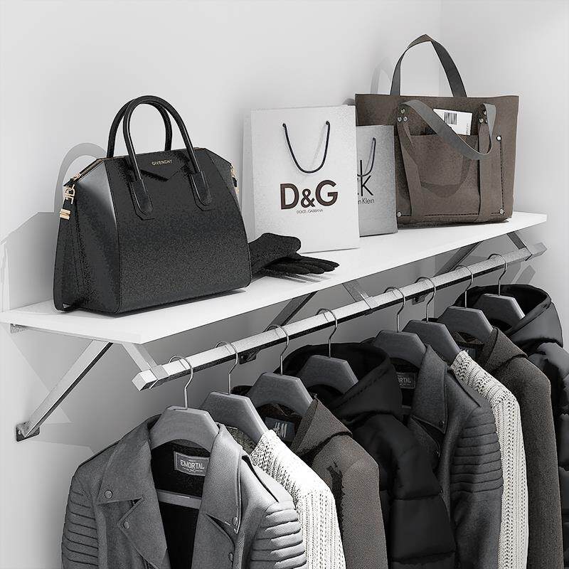 服装店上墙展示架简约女装店衣服货架壁挂式童装挂衣架轻体砖可用