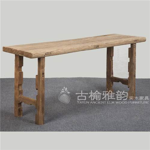 老榆木门板茶桌 原生态风化实木桌子 咖啡桌门板桌老榆木书桌定制