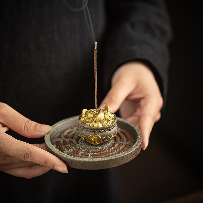 禅意陶瓷线香插香座创意小香炉檀沉香茶桌香薰炉家用香器香道香托