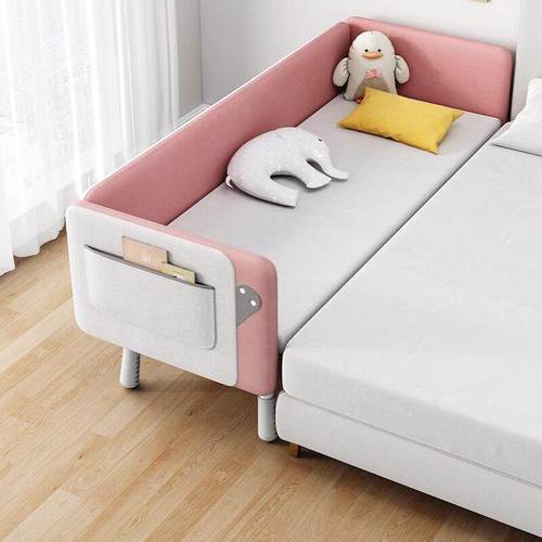 实木儿童拼接床软包带护栏平接大床男孩女孩加宽婴儿宝宝床边小床