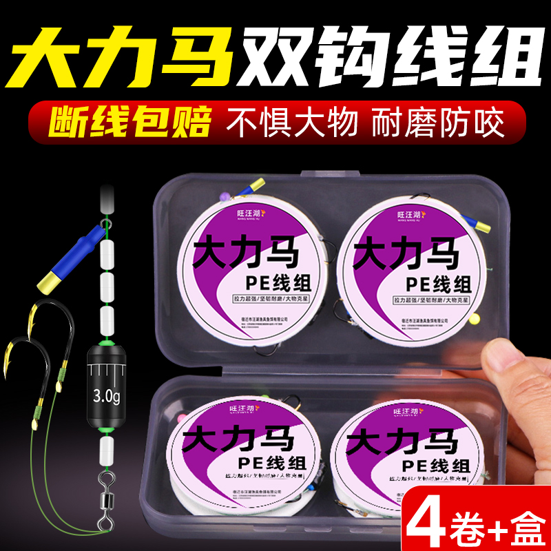 正品大力马线组成品主线鱼线鱼钩全套套装鲫鱼鲢鳙钓鱼双钩主线组