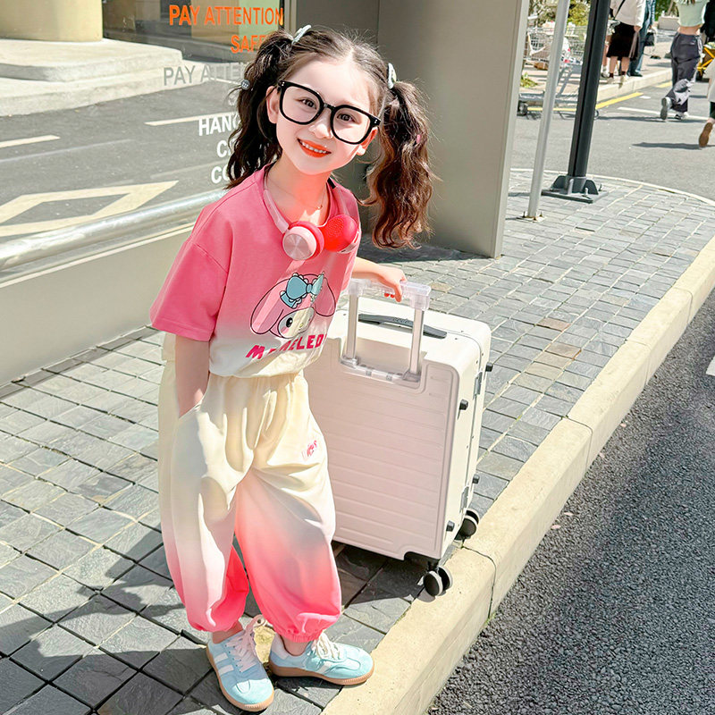 Belacoti 女童库洛米套装夏季儿童渐变休闲夏装女宝宝半袖两件套