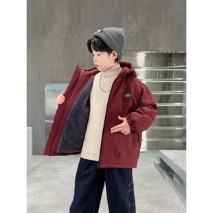 法国BADNUT男童秋冬外套2025新款儿童痞帅加绒加厚中大童保暖风衣