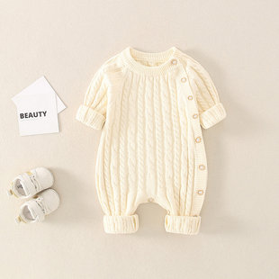 TTIT宝宝入秋衣服女婴儿连体衣毛衣爬服秋冬满月公主服套装