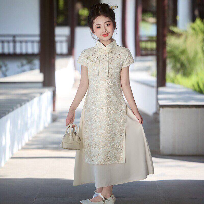 女童2026夏季新款改良中式旗袍礼服国风唐装连衣裙女孩古筝演出服