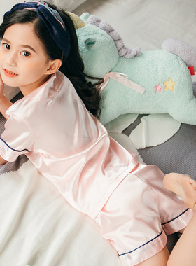 英国netx Kiss儿童睡衣女童薄款冰丝夏季亲子短袖女孩家居服套装