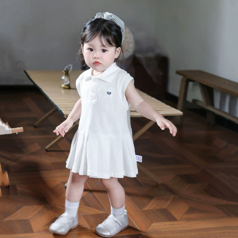 英国netx Kiss女童polo连衣裙夏季新款洋气女宝宝公主裙周岁礼服