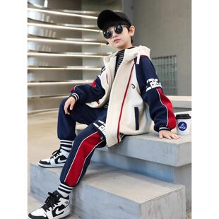 法国BADNUT男童套装春秋2026新款外套中大儿童秋冬季加绒运动