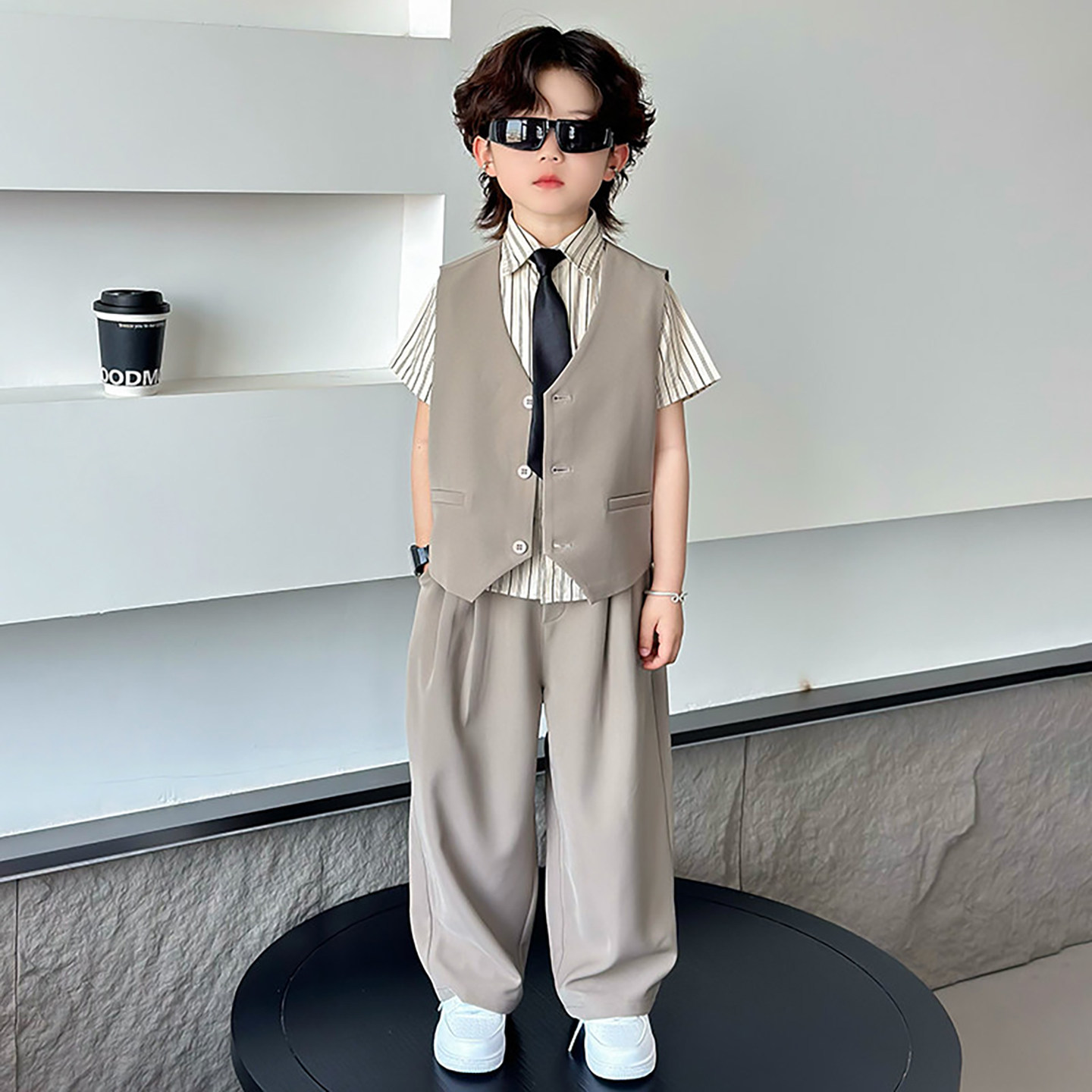 法国Uamtor男童礼服套装夏季儿童小西装主持人演出服男孩生日西服