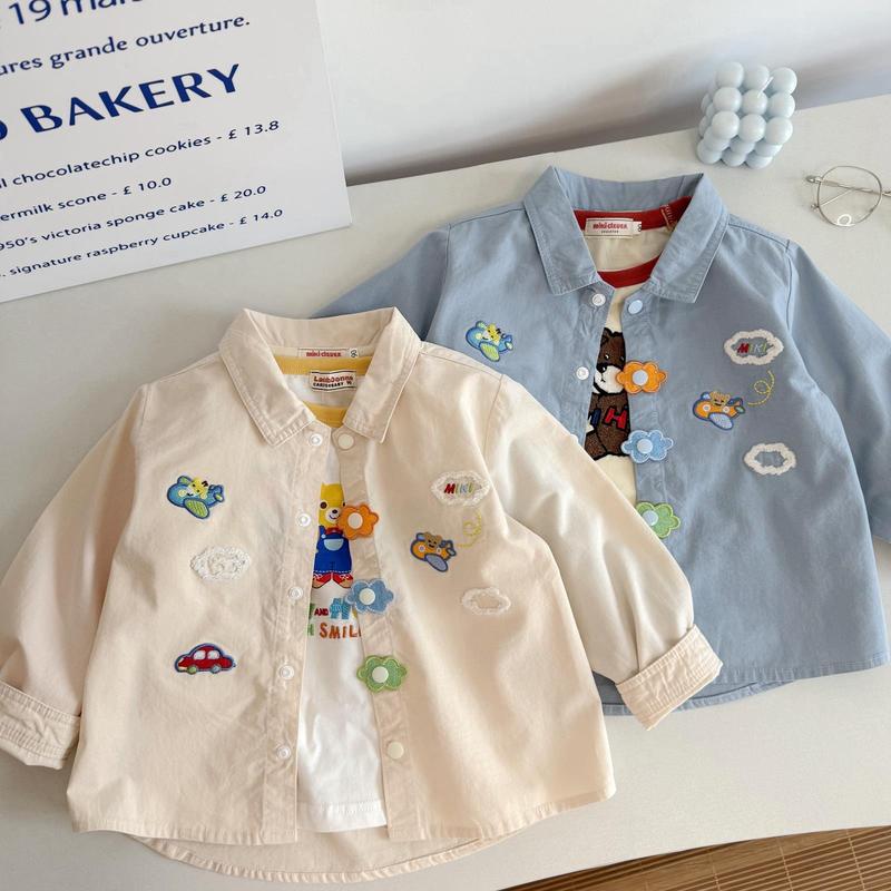 英国NextRoad春秋儿童可爱衬衫男童纯棉梭织上衣翻领飞机刺绣衬衣