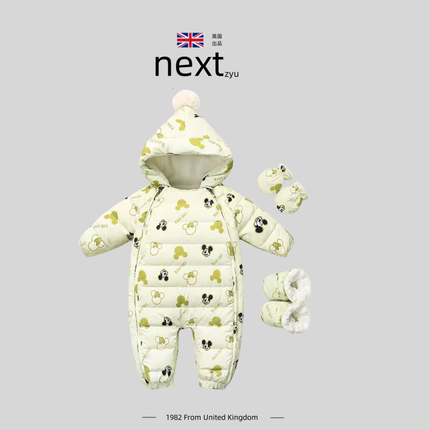 英国next zyu官方正品婴儿羽绒服冬季连体衣包脚外出抱衣宝宝外套