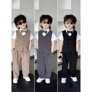 英国netx kiss男童西装套装潮帅气时髦夏季主持人礼服花童小西服
