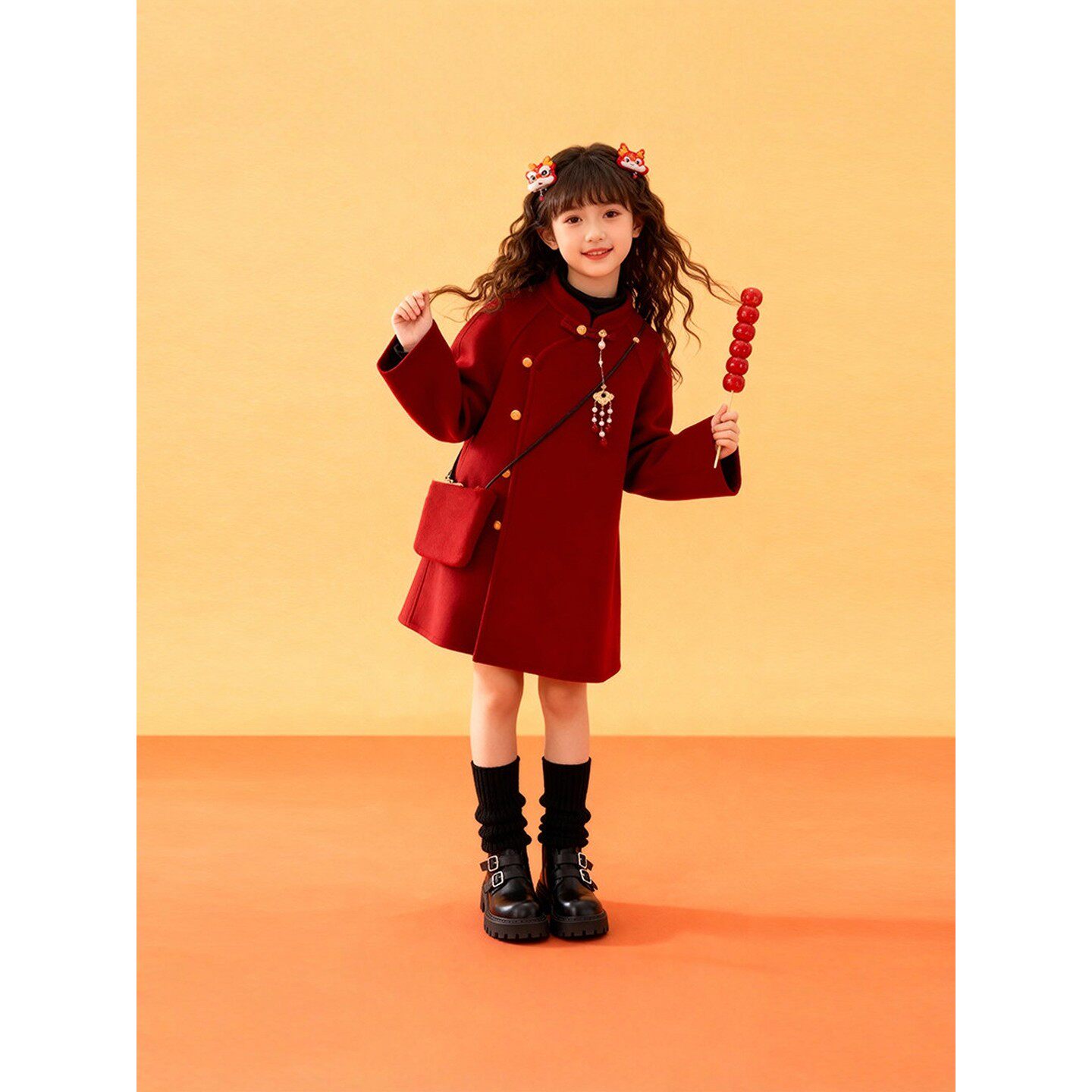 法国BADNUT女童毛呢外套秋冬2026新款儿童加绒加厚中大童呢子年服