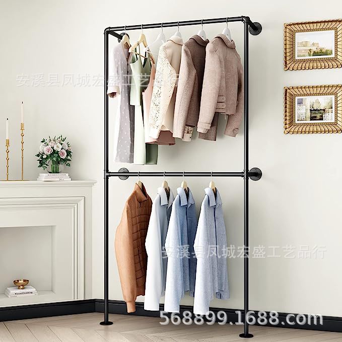 铁艺工业风服装展示架服装店侧挂陈列架黑色壁挂式衣架