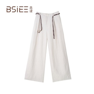 女 BSiEE加长艺术系腰带阔腿裤 2025夏季 新品 抽绳设计休闲裤
