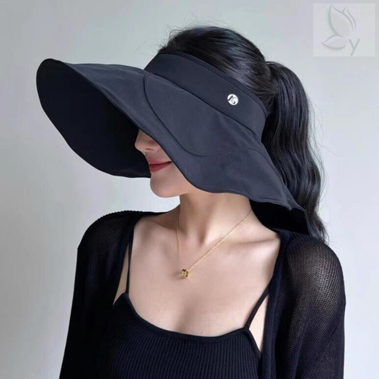 可折叠空顶遮阳防晒帽大帽檐女式新款夏季蛋卷防紫外线环绕太阳帽