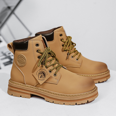 马丁靴大黄蜂情侣男女款高帮工装靴英伦风男士加绒厚底防水皮鞋潮