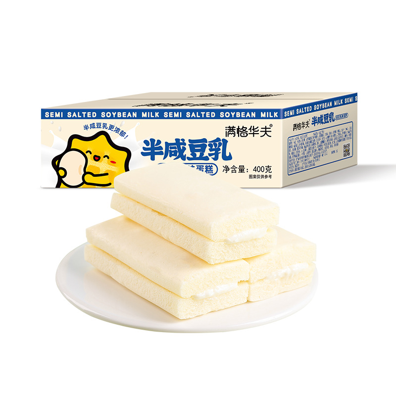 满格华夫半咸豆乳400g营养早餐蛋糕夹心充饥乳酪