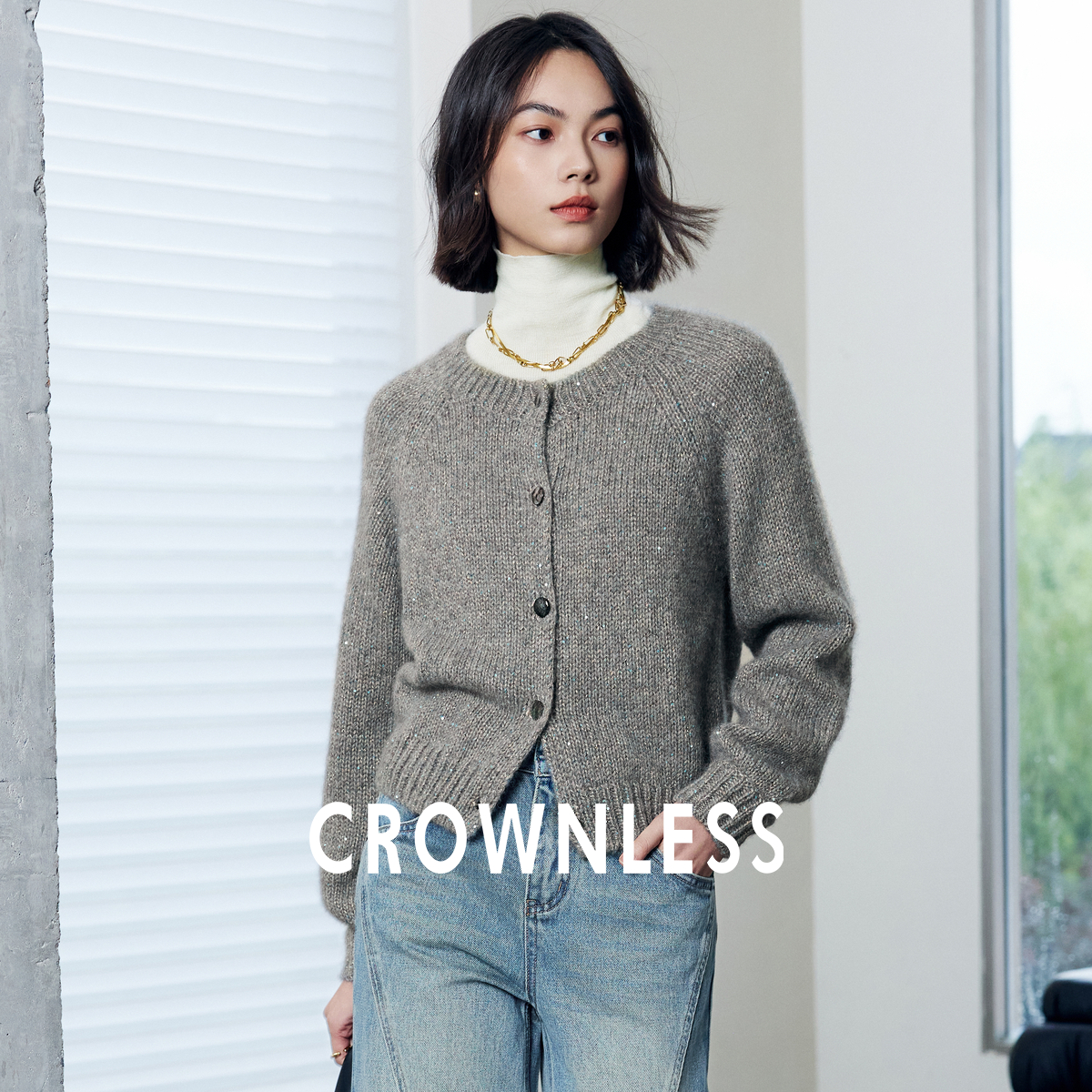 新款高级休闲通勤外搭羊绒开衫