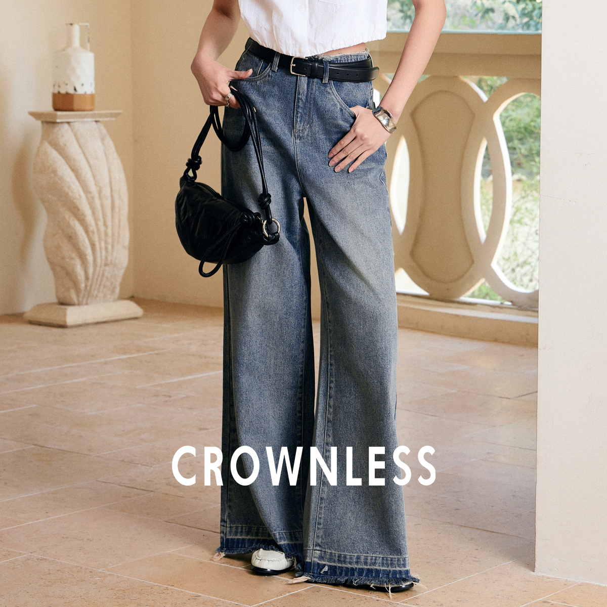 慵懒风宽松天丝棉VTG毛边牛仔裤