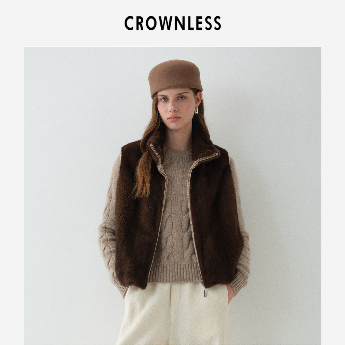 两面穿水貂马甲 拉链式立翻领 立体剪裁