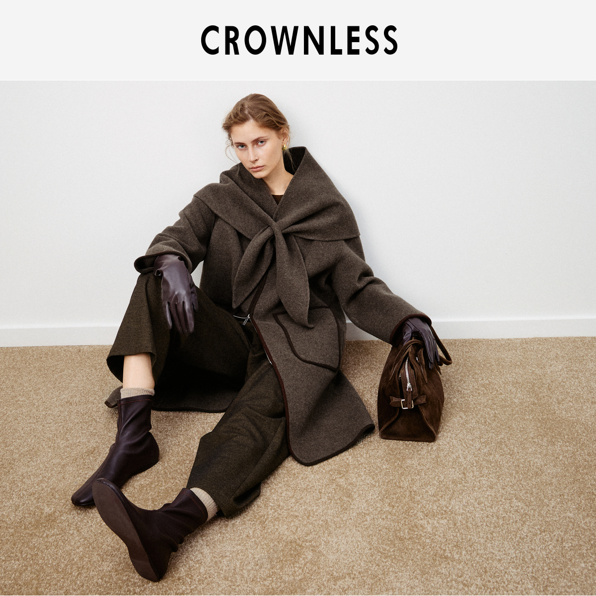 可拆卸围巾 新中式圆弧领撞色边 羊毛双面呢