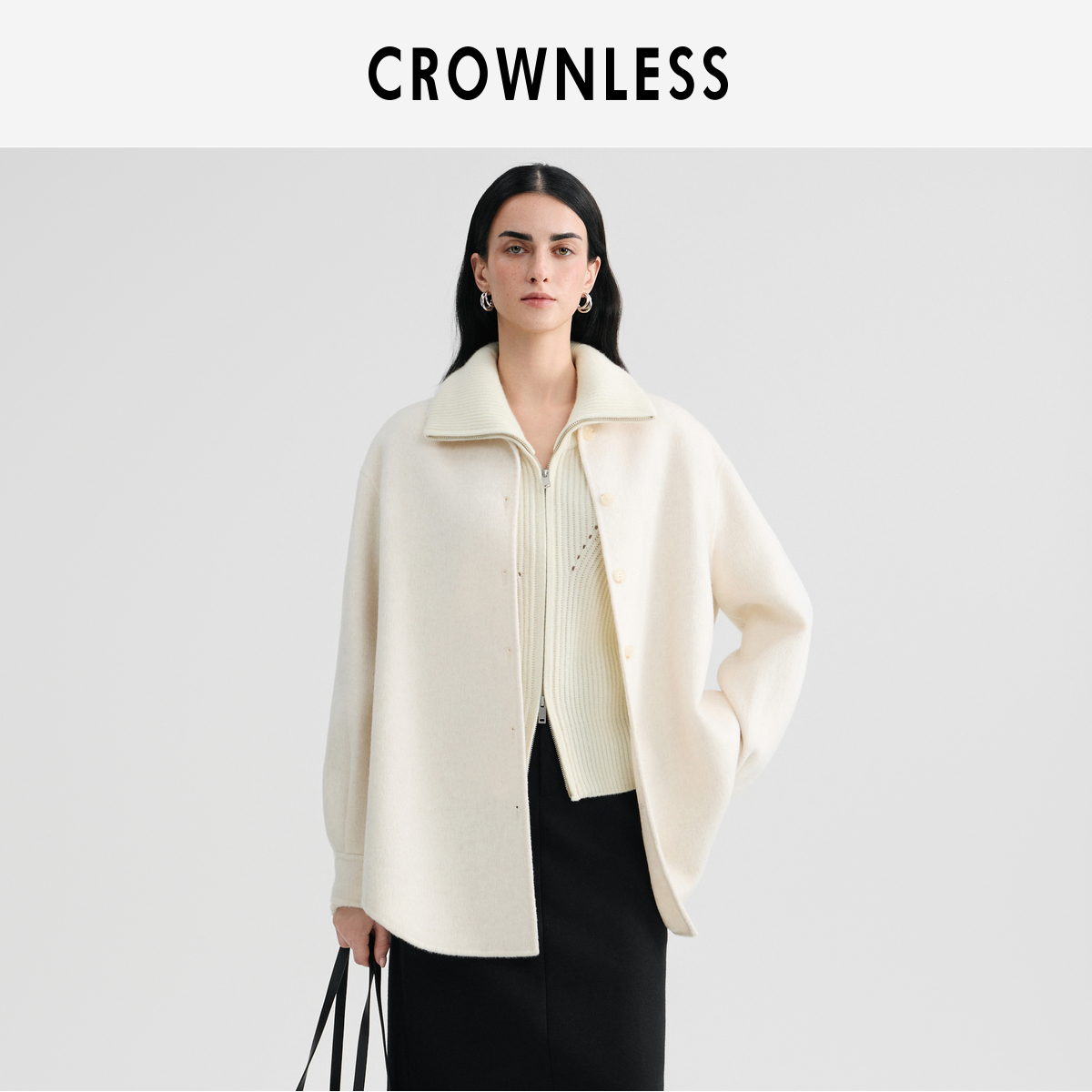 高级感百搭秋冬款衬衫式羊毛大衣